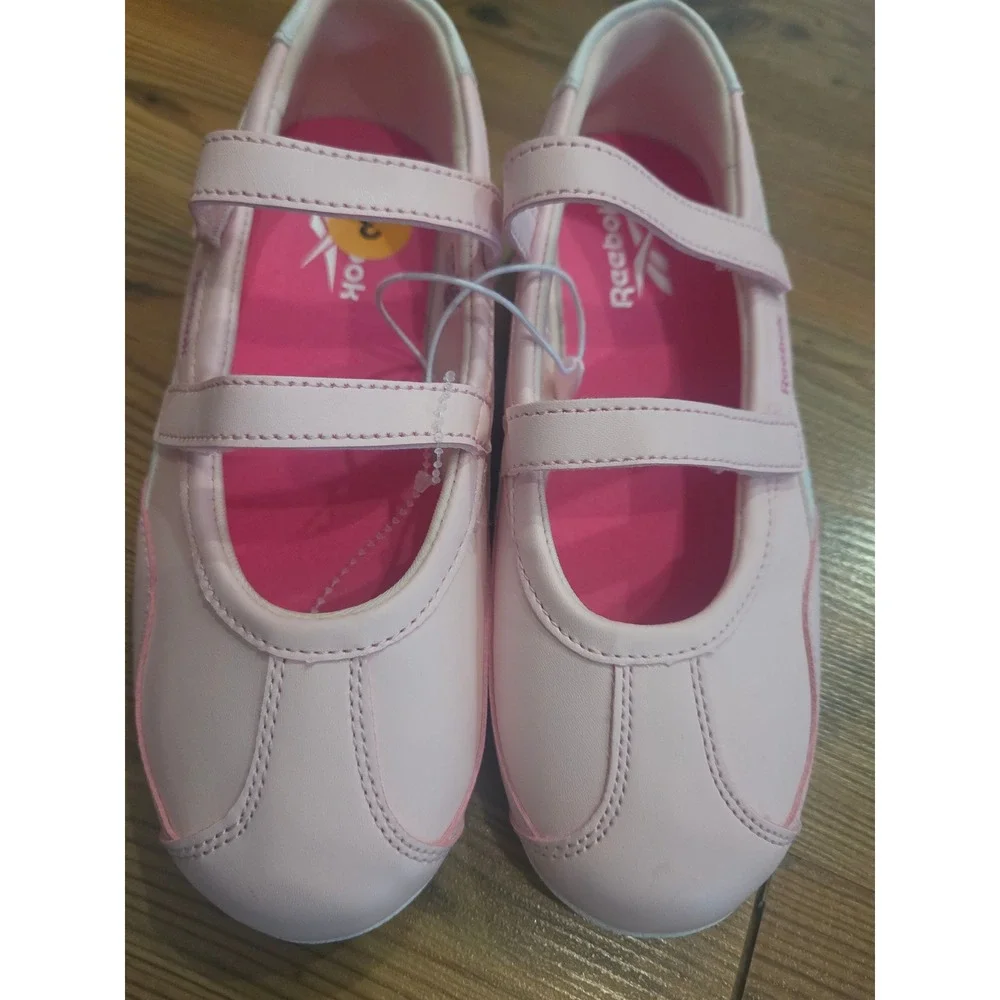 Reebok Kids Pink Mary Jane Sneakers Double Strap Flats 3 New Street Ballet Sport